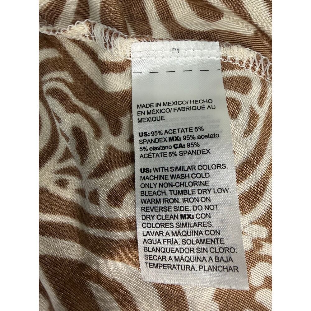 Chicos Travelers Dress 0 Small 4 6 Brown Paisley Animal Print Sleeveless Maxi - Picture 6 of 7